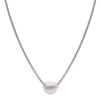 Sterling Silver Tahitian Pearl Solitaire Necklace
