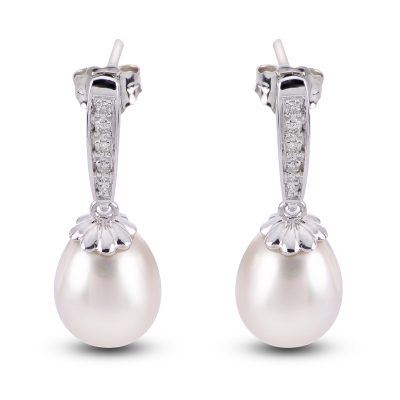 14KT White Gold Freshwater Pearl Earring