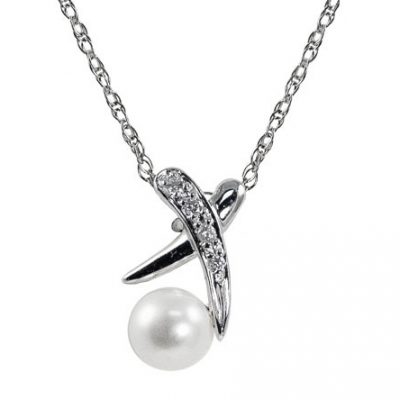 14KT White Gold Freshwater Pearl Pendant