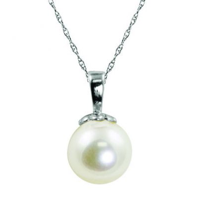 14KT White Gold Akoya Pearl Pendant