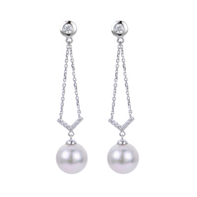 14KT White Gold Akoya Pearl Earring