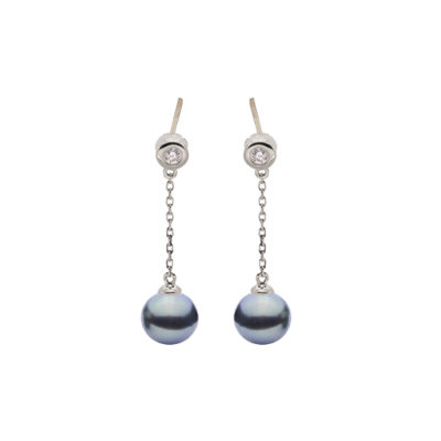 14KT White Gold Tahitian Pearl Earring