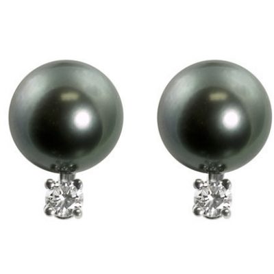 14KT White Gold Tahitian Pearl Earring