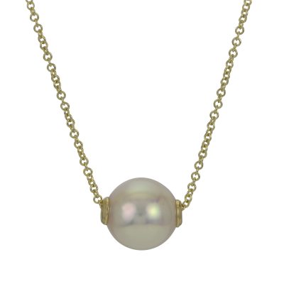 14KT Yellow Gold Akoya Pearl Solitaire Necklace