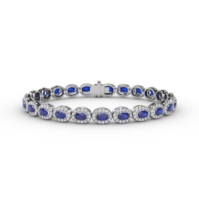 Striking Oval Sapphire and Diamond Bracelet