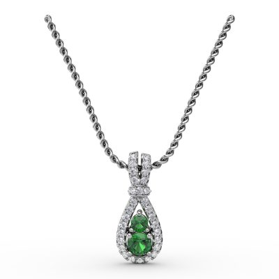 Teardrop Emerald and Diamond Pendant