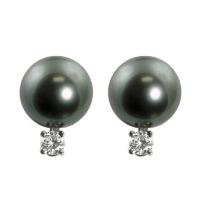 14KT White Gold Tahitian Pearl Earring