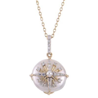 14KT Yellow Gold Freshwater Coin Pearl Necklace