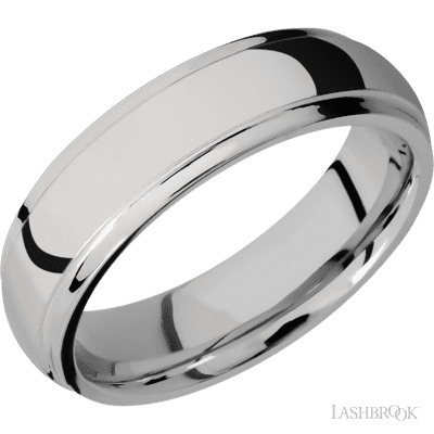 6 mm wide Domed Stepped Down Edges Titanium band.