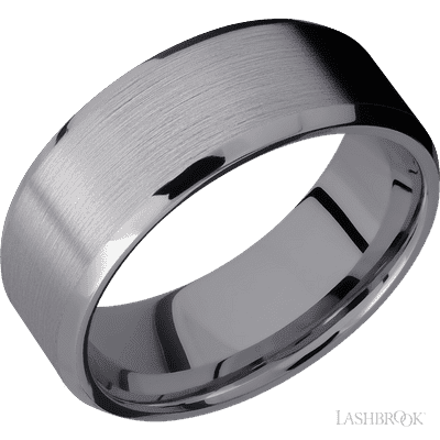 8 mm wide Beveled Tantalum band.