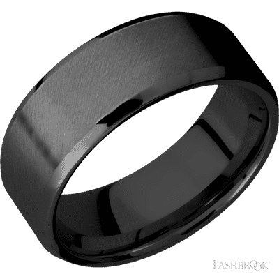 8 mm wide Beveled Zirconium band.