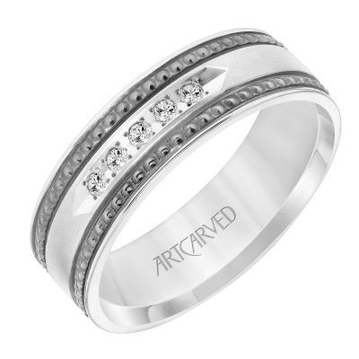 22-V8847-G - ARTCARVED - Flat Round Edge Diamond Wedding Band