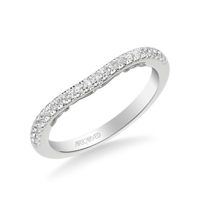 31-V1009-L - ARTCARVED - Lyric Curved Diamond Wedding Band with Inner Carved details