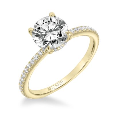 31-V820-E - ARTCARVED - Classic Engagement Ring with Diamond Accented Basket and Diamond Shank