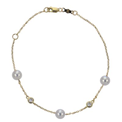 14KT Yellow Gold Akoya Pearl & LGD Bracelet