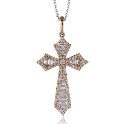 ZP435 Cross Pendant in 14k Gold with Diamonds