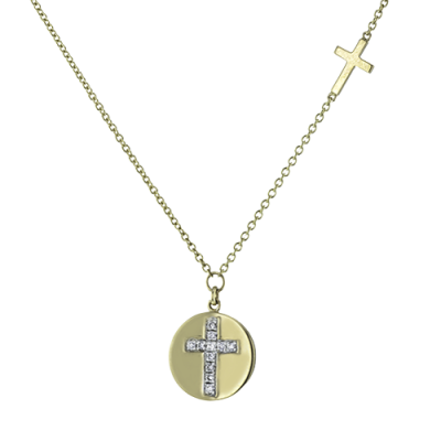 ZP912 Cross Pendant in 14k Gold with Diamonds