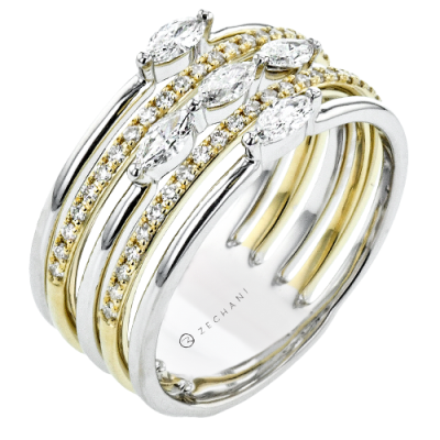 ZR2320 Right Hand Ring in 14k Gold with Diamonds