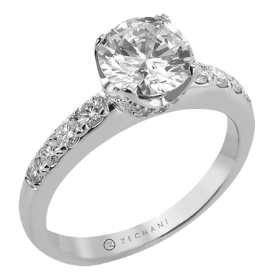 ZR448-A Engagement Ring in 14k Gold with Diamonds