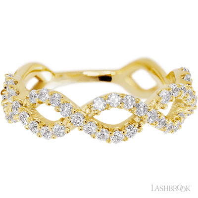 10K Yellow Gold band with 46 Round Lab Grown Diamond having TCW-.69