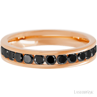 14K Rose Gold band with 13 Round Black Diamond having TCW-.65