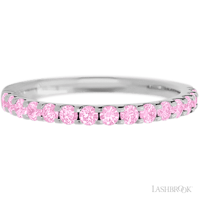 14K White Gold band with 15 Round Light Pink Sapphire having TCW-.45
