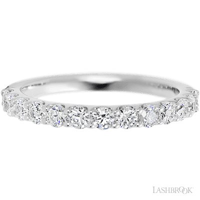 14K White Gold band with 13 Round Lab Grown Diamond having TCW-.65