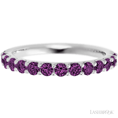 14K White Gold band with 13 Round Purple Diamond having TCW-.65