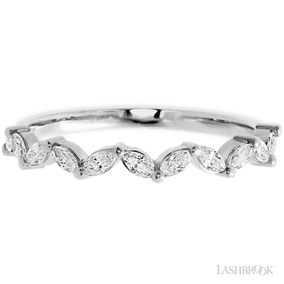 14K White Gold band with 11 Marquise Lab Grown Diamond having TCW-.33