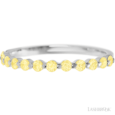 14K White Gold band with 12 Round Light Yellow Sapphire having TCW-.36