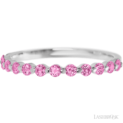14K White Gold band with 12 Round Pink Sapphire having TCW-.36