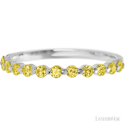 14K White Gold band with 12 Round Yellow Sapphire having TCW-.36