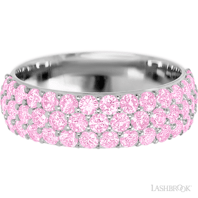 14K White Gold band with 46 Round Light Pink Sapphire having TCW-1.38
