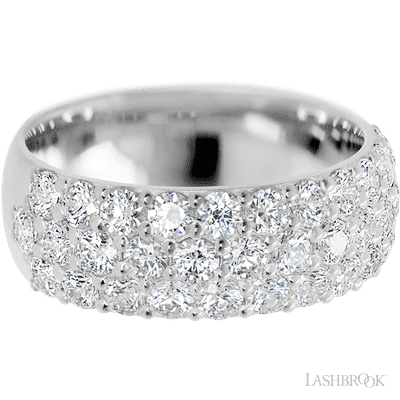 14K White Gold band with 43 Round Lab Grown Diamond having TCW-2.15