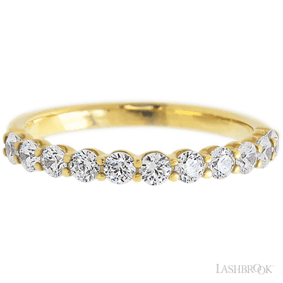 14K Yellow Gold band with 11 Round Lab Grown Diamond having TCW-.55