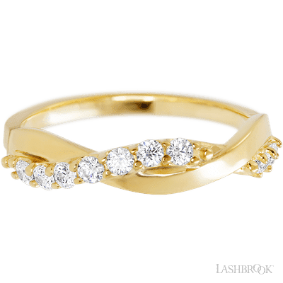 14K Yellow Gold band with 9 Round Lab Grown Diamond having TCW-.27